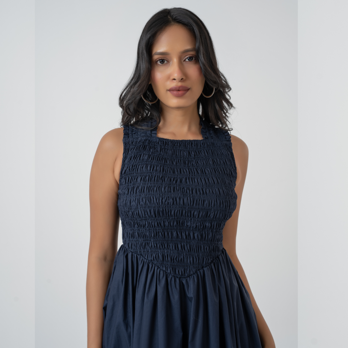 Seas The Day Smocked Cross-Back Midi Dress