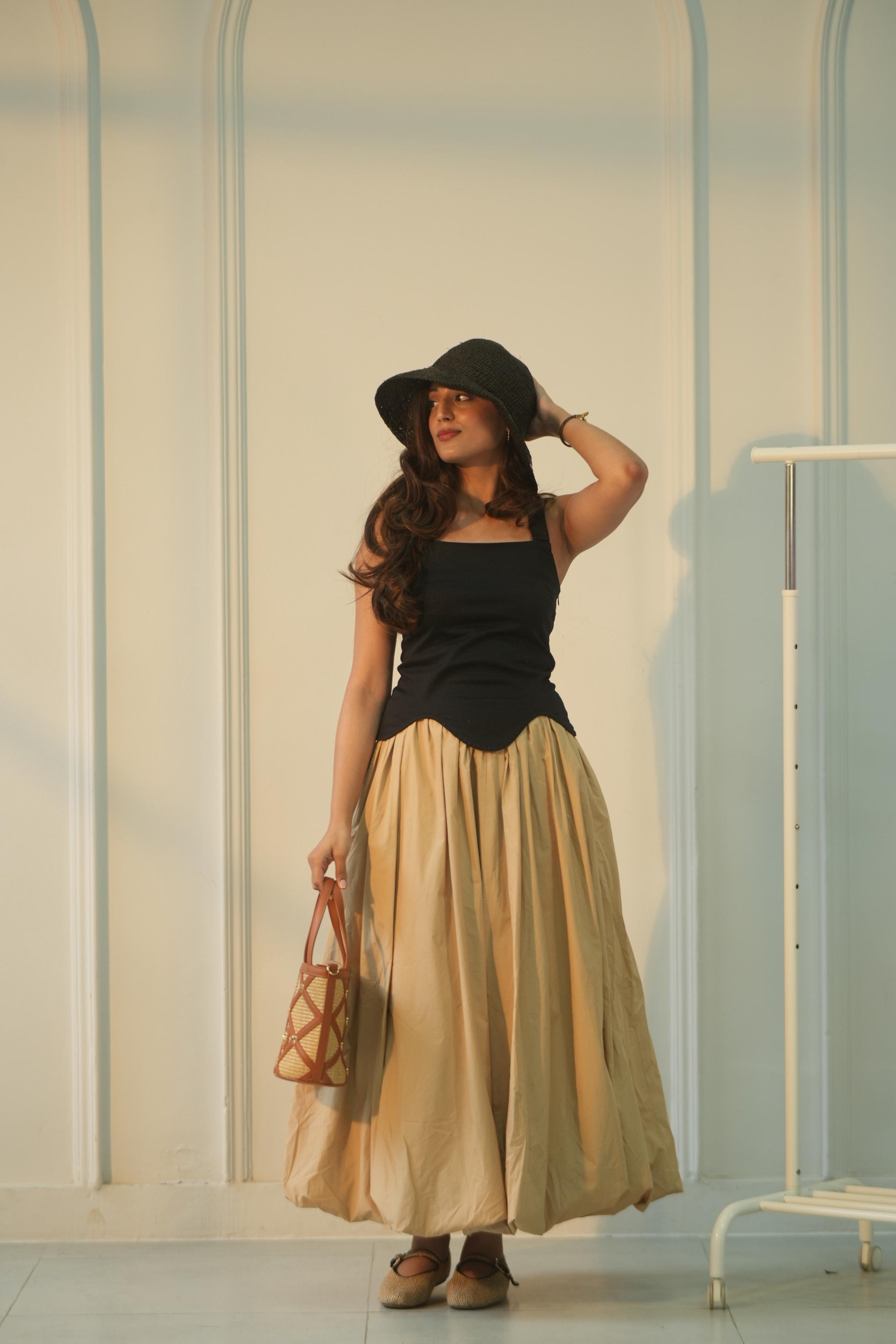 Aishwarya Singhal in Shard Top & Manhattan Midi Skirt