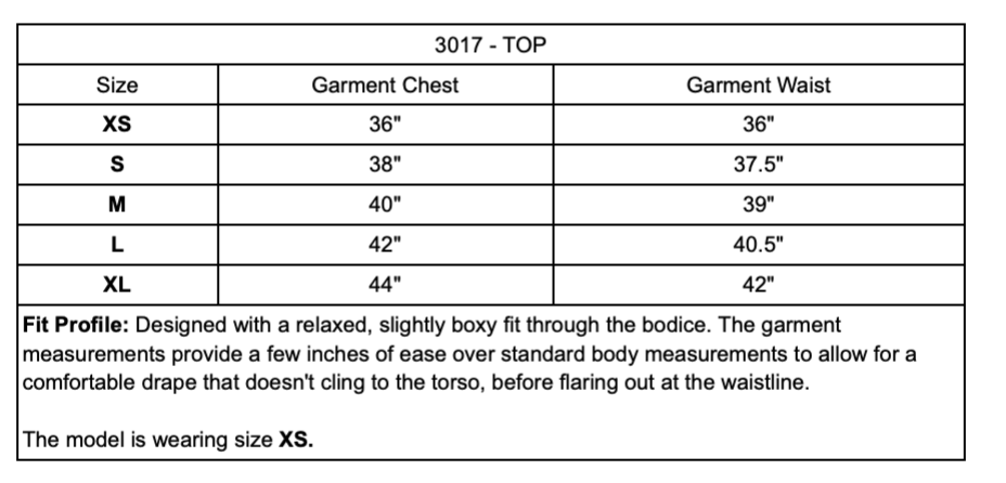 Portofino Peplum Top Size Guide