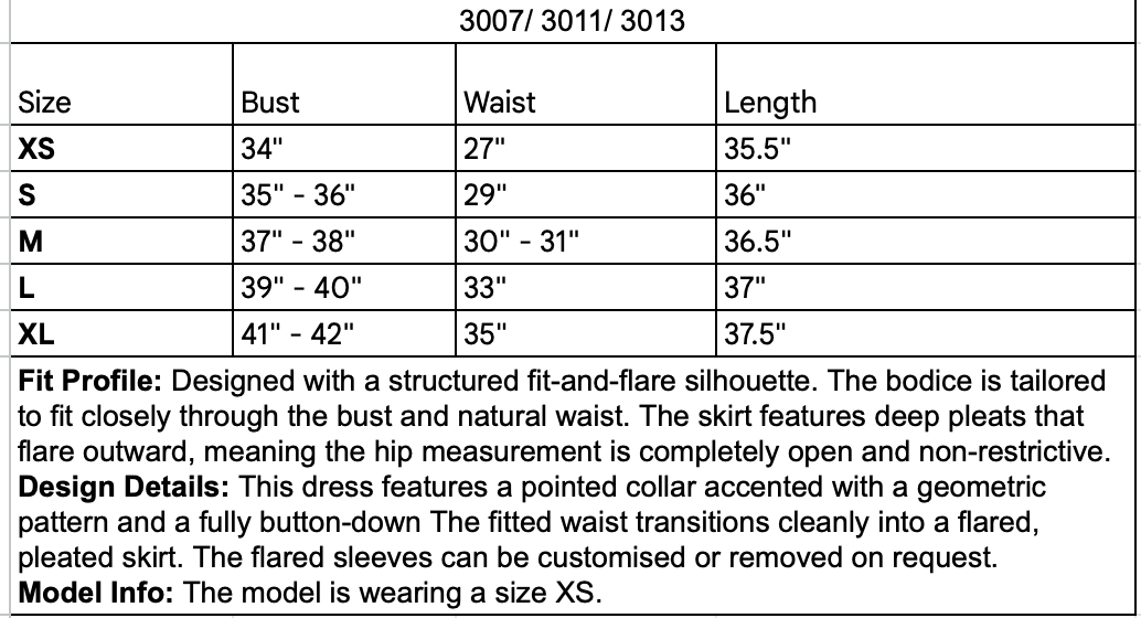 Sail Away Dress Size Guide