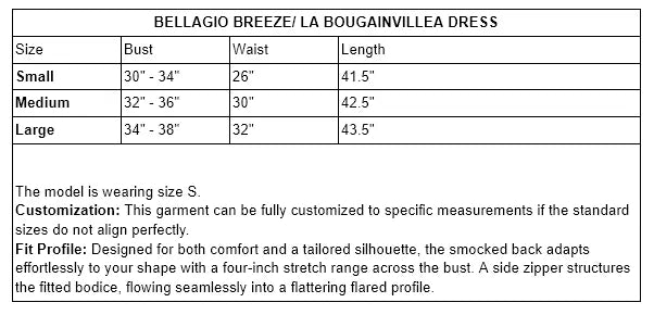 Bellagio Breeze Dress Size Guide