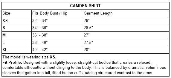 CAMDEN SHIRT Size Guide