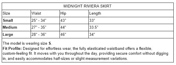 Midnight Riviera Skirt Size Guide